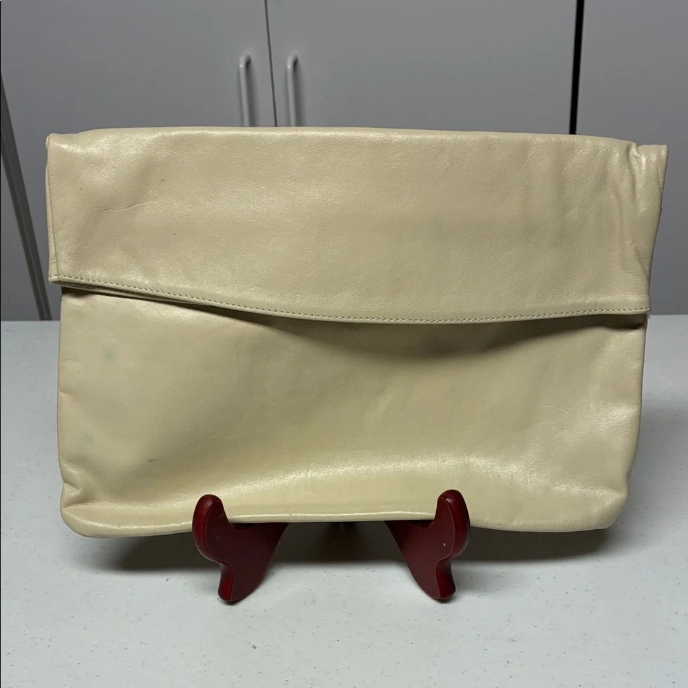 Cream Leather Clutch